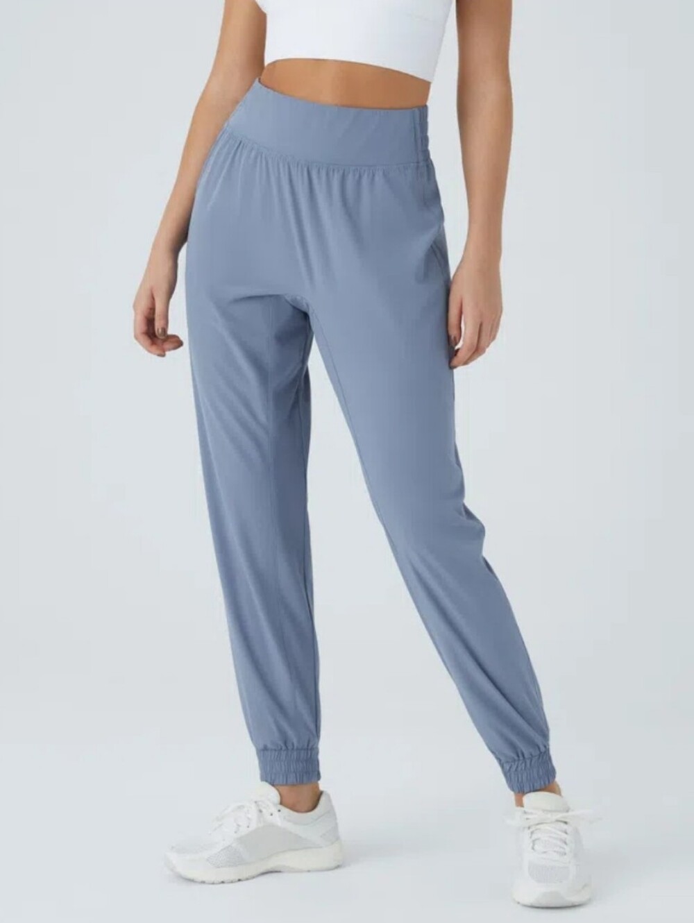 NWT Halara High Waisted Elastic Waistband Hiking Joggers Size S Gray Blue Active
